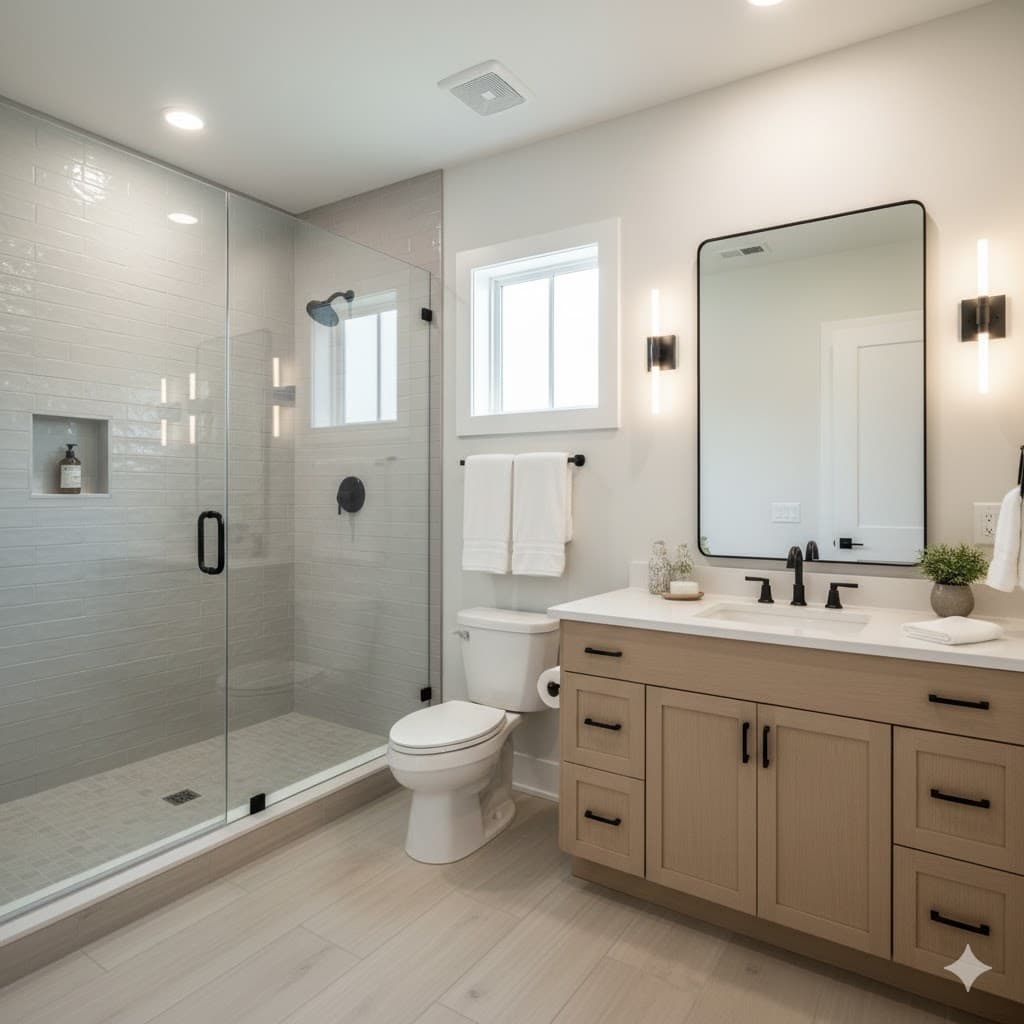 Private en suite bathroom at 3530 Datura Street student apartments
