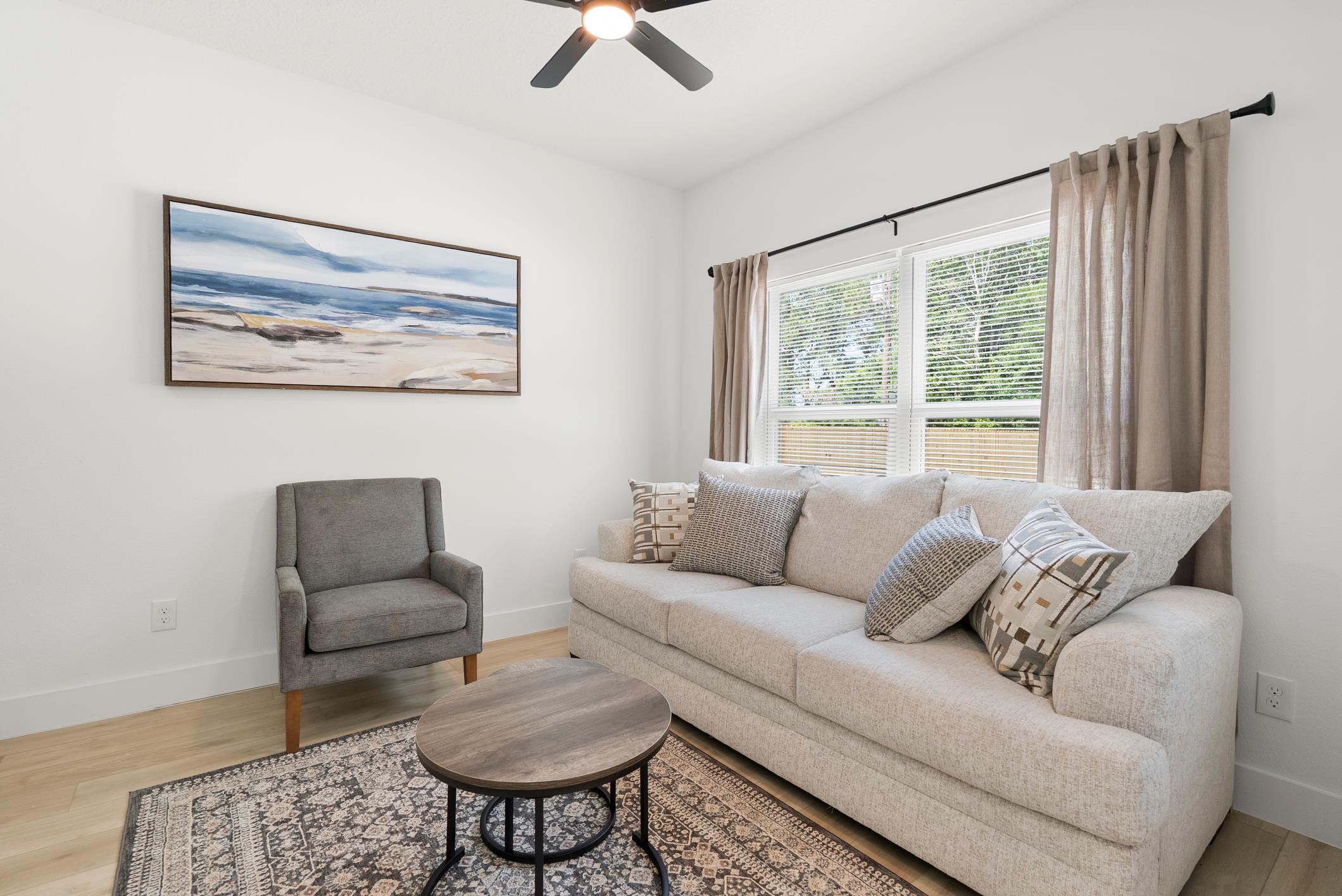 Comfortable seating area in the shared living room