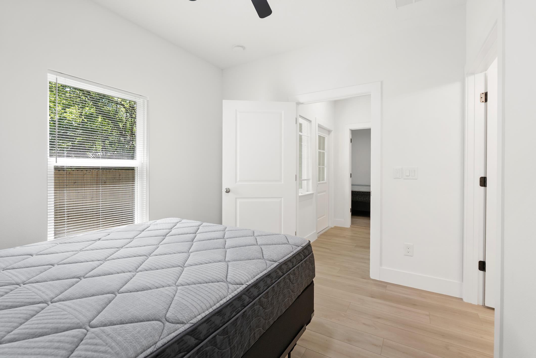 Private resident bedroom with hallway access